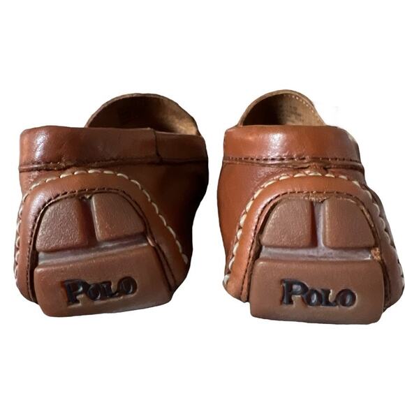 POLO Ralph Lauren Telly Leather Driving Moc Loafer Shoe Sz 7 Tan Preppy Classic - Picture 4 of 9